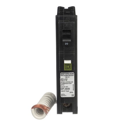 Square D Miniature Circuit Breaker, HOM Series, 20A, 1 Pole, 120V AC, 10kA HOM120CAFIC